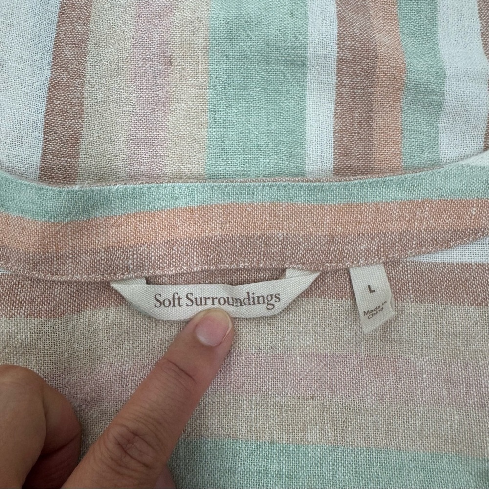 Soft Surroundings Chic Striped Linen Maxi Dress Button Front Relaxed Fit Large - Picture 5 of 12